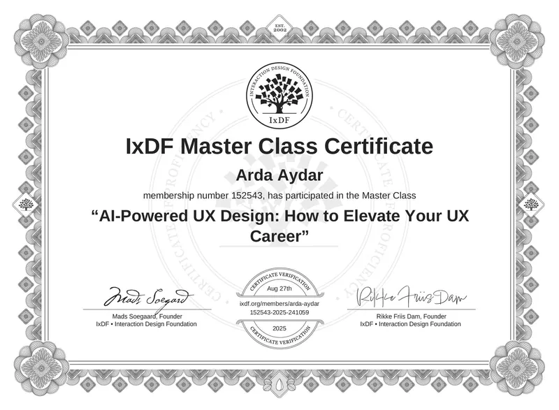 AI Powered UX Design: How to Elevate Your UX Career certificate