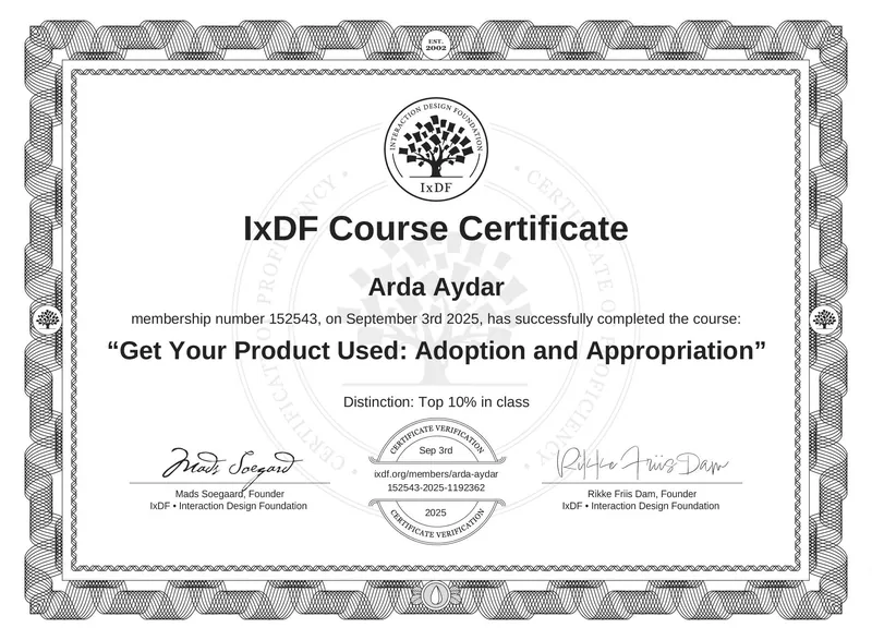 Get Your Product Used: Adoption and Appropriation certificate