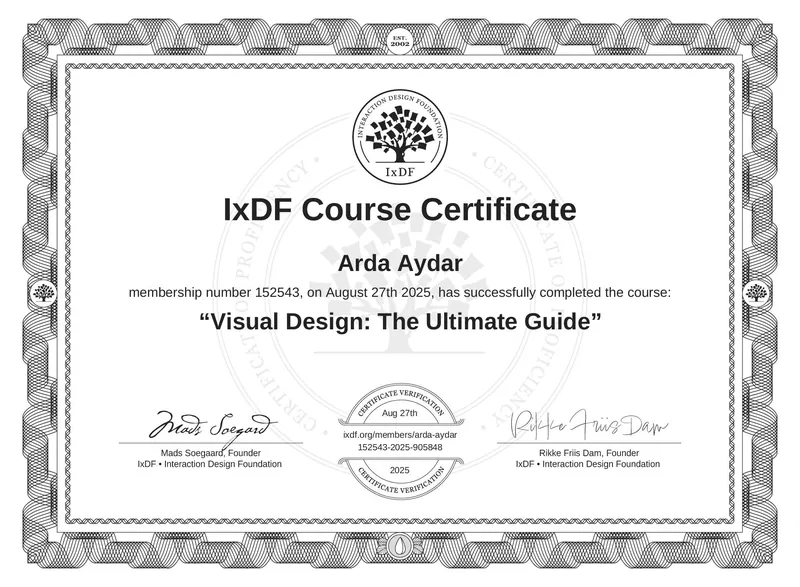 Visual Design: The Ultimate Guide certificate