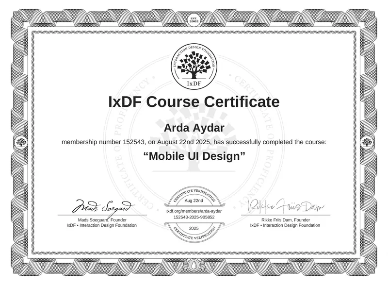 Mobile UI Design certificate