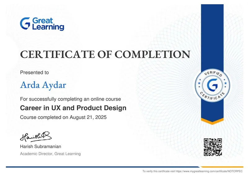 Career in UX and Product Design certificate