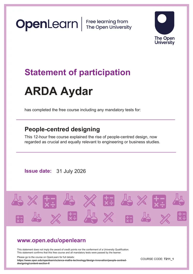 People centred Designing certificate