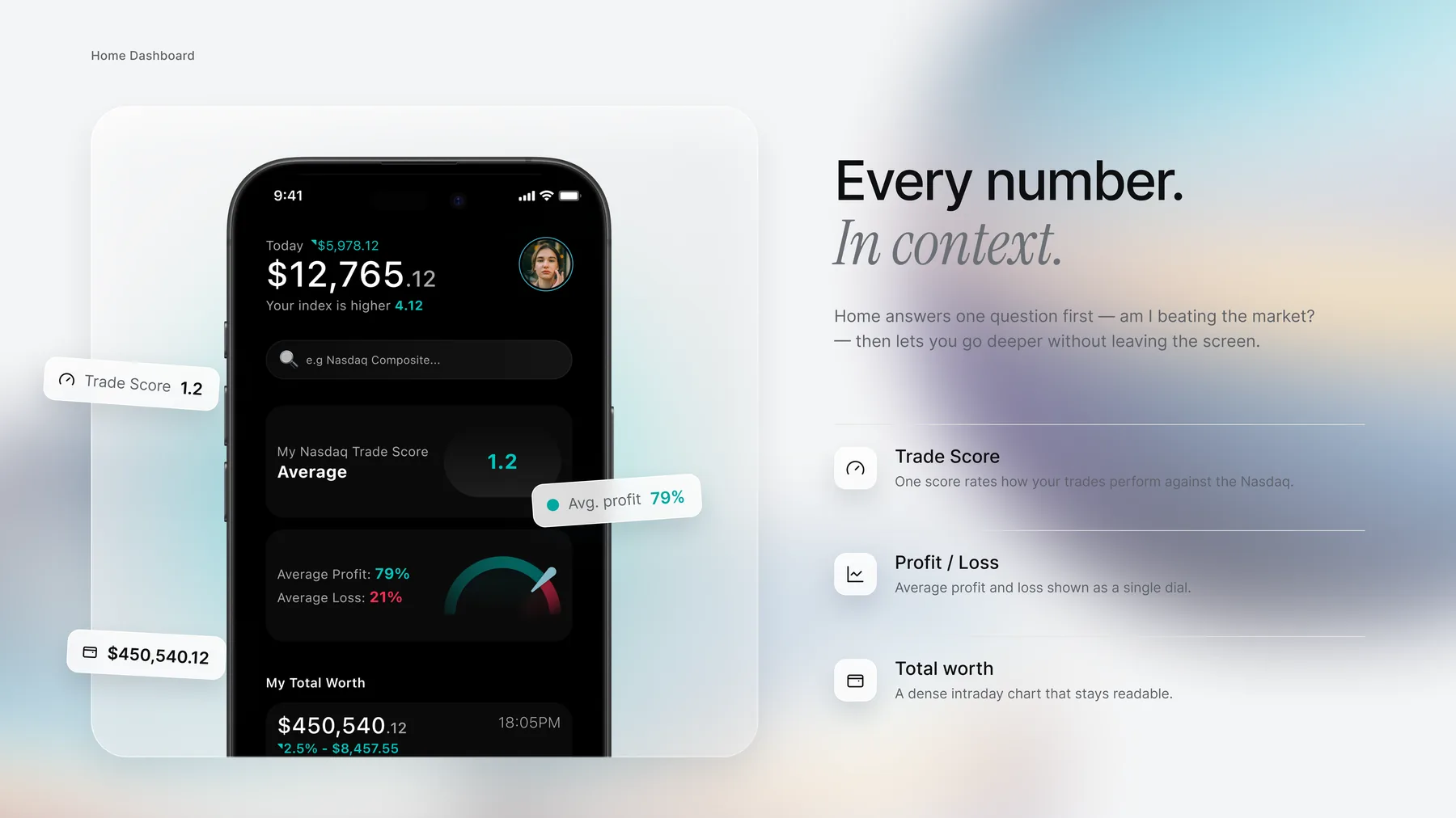 Finance App &mdash; Home dashboard